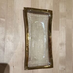 Elegant Gold and Clear Glass Serving Tray